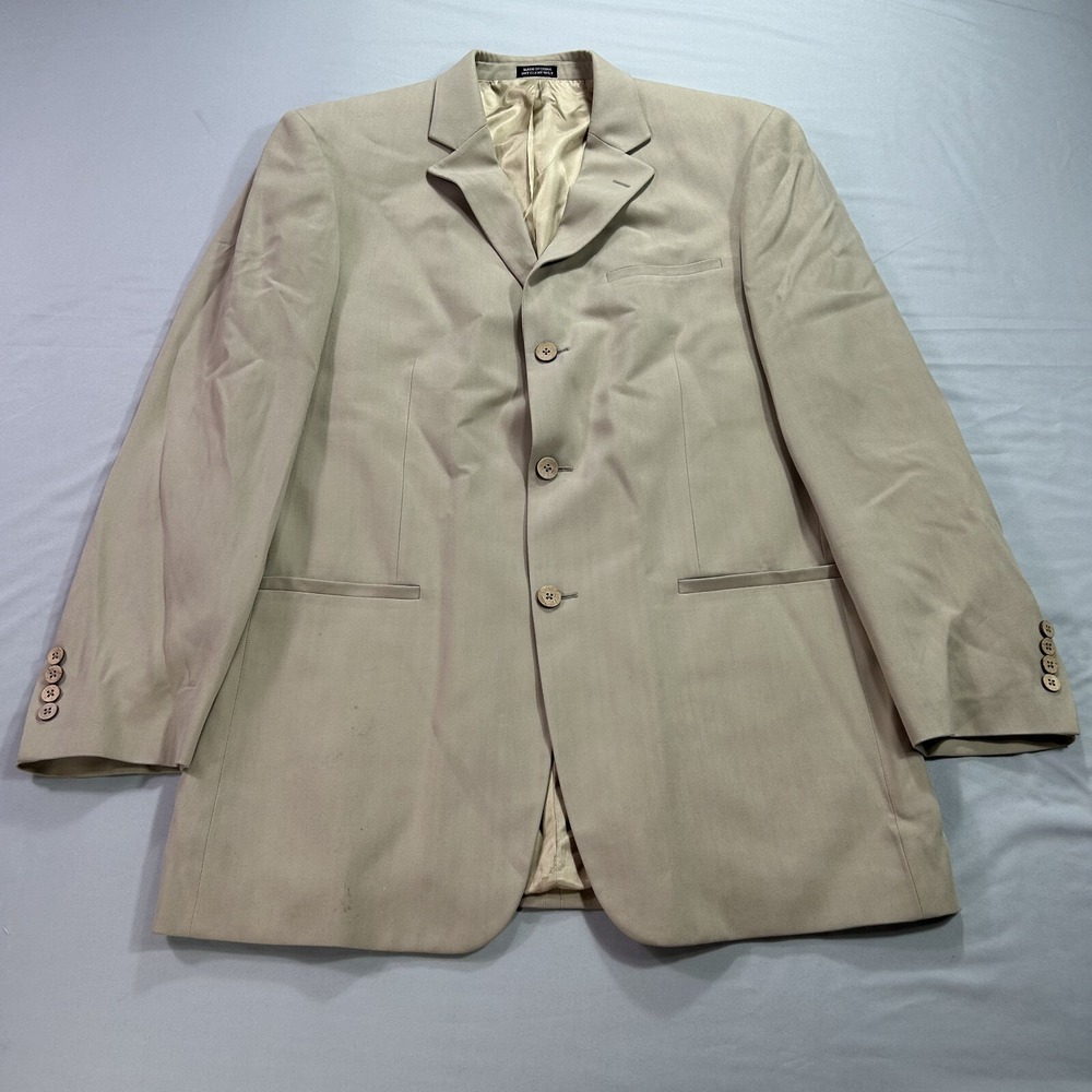 Joseph & Feiss Blazer Mens 42L Beige Silk 3-Button Sport Coat Jacket